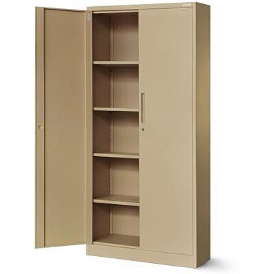 Jan Nowak Armoire de Bureau Métallique 4 étagères tôle d'acier revêtement en Poudre 195 cm x 90 cm x 40 cm (Beige) Jan Nowak Armoire de Bureau Métallique 4 étagères tôle d'acier revêtement en Poudre 195 cm x 90 cm x 40 cm (Beige)