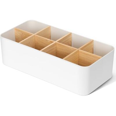 AiQInu Organisateur de Bureau Blanc, 8 Compartiments Amovibles Bois Organiseur Bureau, Desk Organizer pour Stylos, Télécommande, Cosmétiques, Accessoires de Desk, Range-Crayons de Table AiQInu Organisateur de Bureau Blanc, 8 Compartiments Amovibles Bois Organiseur Bureau, Desk Organizer pour Stylos, Télécommande, Cosmétiques, Accessoires de Desk, Range-Crayons de Table
