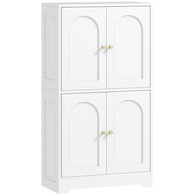 HOMCOM Buffet de cuisine moderne avec 4 portes incurvées et 2 étagères réglables, pour salle à manger, salon, 60 x 30 x 110 cm, blanc HOMCOM Buffet de cuisine moderne avec 4 portes incurvées et 2 étagères réglables, pour salle à manger, salon, 60 x 30 x 110 cm, blanc