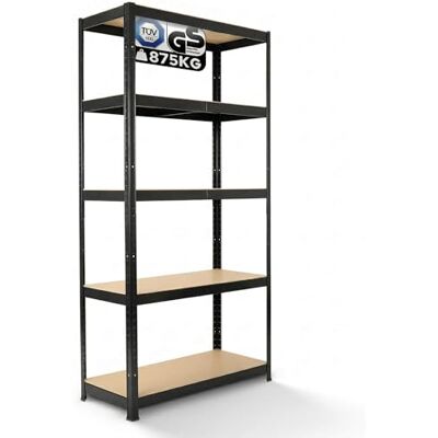 Arebos Étagère pour charges lourdes 180 x 90 x 40 cm Capacité de charge 875 kg 0,63 mm 5 tablettes en MDF Étagère de stockage emboîtable pour atelier, garage et cave Noir Arebos Étagère pour charges lourdes 180 x 90 x 40 cm Capacité de charge 875 kg 0,63 mm 5 tablettes en MDF Étagère de stockage emboîtable pour atelier, garage et cave Noir