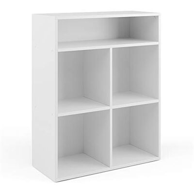 Vicco Bibliothèque, Blanc, 72x90.2cm 4 compartiments, pour le rangement et l’organisation des supports et accessoires Vicco Bibliothèque, Blanc, 72x90.2cm 4 compartiments, pour le rangement et l’organisation des supports et accessoires