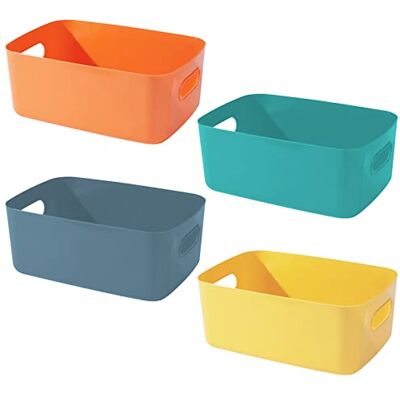 Bgfuni Lot de 4 Panier de Rangement Plastique Colorato, Empilables pour Placards, Cuisine, Chambre, Salle de Bains, Bureau, 20x14x7.5cm(Colorato) Bgfuni Lot de 4 Panier de Rangement Plastique Colorato, Empilables pour Placards, Cuisine, Chambre, Salle de Bains, Bureau, 20x14x7.5cm(Colorato)