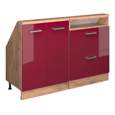 Vicco Meuble sous pente "R-Line", Rouge brillant, 120cm 2 Modules · Profondeur 46 cm · Pieds réglables en hauteur · 2 Tiroirs · 2 Portes Vicco Meuble sous pente "R-Line", Rouge brillant, 120cm 2 Modules · Profondeur 46 cm · Pieds réglables en hauteur · 2 Tiroirs · 2 Portes