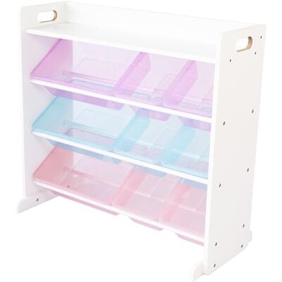 Humble Crew Organisateur de rangement de jouets licorne avec étagère avec 9 bacs de rangement en plastique, blanc/violet/rose/bleu Humble Crew Organisateur de rangement de jouets licorne avec étagère avec 9 bacs de rangement en plastique, blanc/violet/rose/bleu