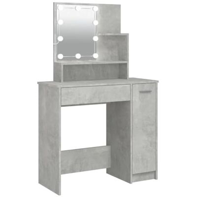 vidaXL Coiffeuse gris béton avec LED - Mobilier vidaXL Coiffeuse gris béton avec LED - Mobilier