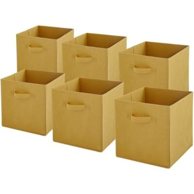 Box and Beyond Cube de Rangement, Boite Rangement Pliables, Paniers et Boîtes de rangement, Caisses avec poignée, Caisse pour Linge, Jouets, Vêtement, lot de 6 (Jaune, 27x27x27cm) Box and Beyond Cube de Rangement, Boite Rangement Pliables, Paniers et Boîtes de rangement, Caisses avec poignée, Caisse pour Linge, Jouets, Vêtement, lot de 6 (Jaune, 27x27x27cm)
