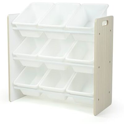 Humble Crew Étagère Enfants Élégante, Organisateur Jouets Bois, 9 Boîtes Rangement Chêne Délavé/Blanc, Design Moderne, Pratique et Humble Crew Étagère Enfants Élégante, Organisateur Jouets Bois, 9 Boîtes Rangement Chêne Délavé/Blanc, Design Moderne, Pratique et