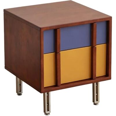 L8p2B5s7 Table de chevet Table de chevet cubique avec deux tiroirs et pieds en métal for solution rangement dans la chambre à coucher L8p2B5s7 Table de chevet Table de chevet cubique avec deux tiroirs et pieds en métal for solution rangement dans la chambre à coucher
