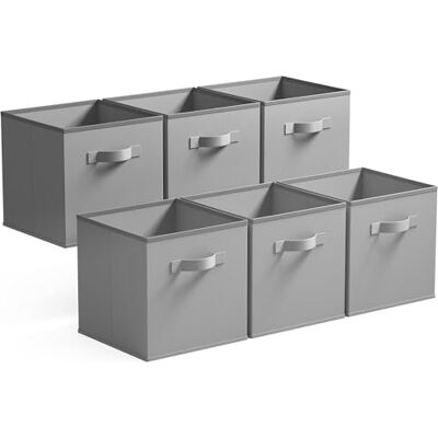 GRANNY SAYS Caisses de Rangement, Lot de 6 Cubes de Rangement Pliables en Tissu avec Poignées, Paniers et Boîtes de Rangement pour Kallax Étagère, Meuble Cube Rangement Pliable 27x27 cm, Gris GRANNY SAYS Caisses de Rangement, Lot de 6 Cubes de Rangement Pliables en Tissu avec Poignées, Paniers et Boîtes de Rangement pour Kallax Étagère, Meuble Cube Rangement Pliable 27x27 cm, Gris