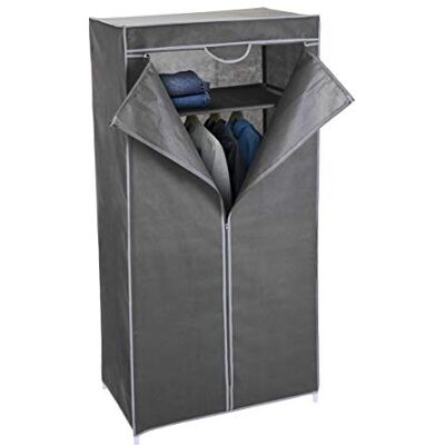 Spetebo Armoire pliante en tissu Gris 160 cm Armoire de camping Armoire pliante Spetebo Armoire pliante en tissu Gris 160 cm Armoire de camping Armoire pliante