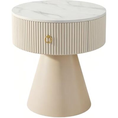 L8p2B5s7 Table de chevet Table de chevet à tiroir cylindrique avec base conique en pierre for le rangement la chambre coucher(Blanc,Grand) L8p2B5s7 Table de chevet Table de chevet à tiroir cylindrique avec base conique en pierre for le rangement la chambre coucher(Blanc,Grand)