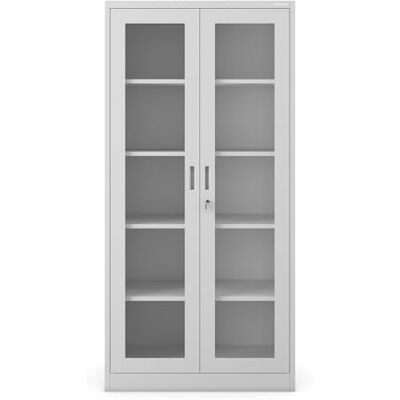 Jan Nowak Armoire de bureau C012 Armoire métallique de Rangement Vitrine 4 étagères acier verrouillable (Gris) Jan Nowak Armoire de bureau C012 Armoire métallique de Rangement Vitrine 4 étagères acier verrouillable (Gris)