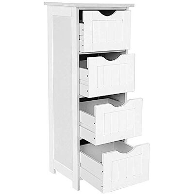 LANTUS Meuble de Salle de Bain, Meuble de Rangement, Armoire sur Pied, avec 4 Tiroirs,pour Salle de Bain, Salon, Salle à Manger, Cuisine, Style Moderne, Blanc-30 * 30 * 82cm LANTUS Meuble de Salle de Bain, Meuble de Rangement, Armoire sur Pied, avec 4 Tiroirs,pour Salle de Bain, Salon, Salle à Manger, Cuisine, Style Moderne, Blanc-30 * 30 * 82cm