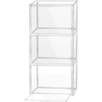 QWORK ® Lot de 3 boîtes à chaussures empilables, boîtes en plastique transparent avec fermeture magnétique, vitrine d'exposition, pour livres, cosmétiques, chaussures et sacs QWORK ® Lot de 3 boîtes à chaussures empilables, boîtes en plastique transparent avec fermeture magnétique, vitrine d'exposition, pour livres, cosmétiques, chaussures et sacs