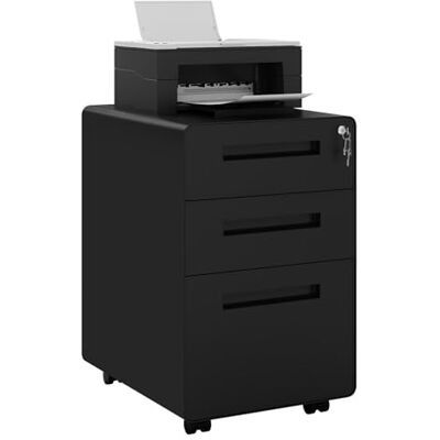 WOLTU Armoire de classement à roulettes avec 3 tiroirs, armoire de bureau sous bureau, armoire à tiroirs verrouillable, armoire à roulettes avec registre suspendu, pour dossiers, documents, WOLTU Armoire de classement à roulettes avec 3 tiroirs, armoire de bureau sous bureau, armoire à tiroirs verrouillable, armoire à roulettes avec registre suspendu, pour dossiers, documents,