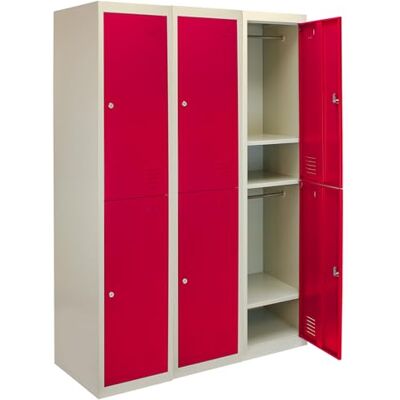 Monster Cable Casier de rangement en métal 3 x 2 portes verrouillables Étagères verticales emballées à plat Rouge et gris Pour le personnel de la salle de sport, l'école 1 rail 1 étagère d'aération 2 Monster Cable Casier de rangement en métal 3 x 2 portes verrouillables Étagères verticales emballées à plat Rouge et gris Pour le personnel de la salle de sport, l'école 1 rail 1 étagère d'aération 2