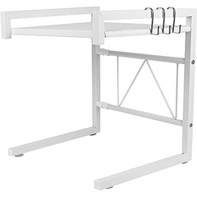 LANTUS Étagère extensible pour micro-ondes, jusqu'à 25 kg, étagère de cuisine debout pour micro-ondes, boîtes à épices, blanc, 1 pièce LANTUS Étagère extensible pour micro-ondes, jusqu'à 25 kg, étagère de cuisine debout pour micro-ondes, boîtes à épices, blanc, 1 pièce