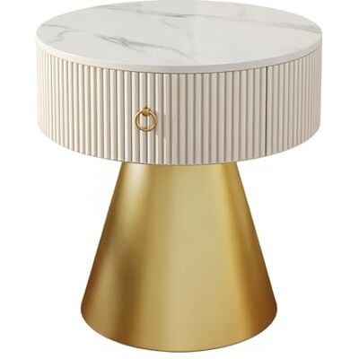 L8p2B5s7 Table de chevet Table de chevet à tiroir cylindrique avec base conique en pierre for le rangement la chambre coucher(Gold,Moyen) L8p2B5s7 Table de chevet Table de chevet à tiroir cylindrique avec base conique en pierre for le rangement la chambre coucher(Gold,Moyen)