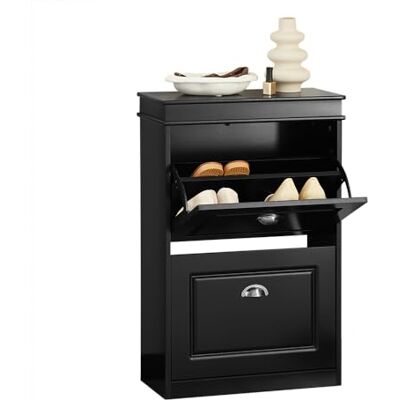 SoBuy FSR78-SCH Meuble de Rangement à Chaussures Armoire à Chaussures Commode à Chaussures 2 abattants Meuble d'entrée Coffre Rangement pour Chaussures – Noir SoBuy FSR78-SCH Meuble de Rangement à Chaussures Armoire à Chaussures Commode à Chaussures 2 abattants Meuble d'entrée Coffre Rangement pour Chaussures – Noir