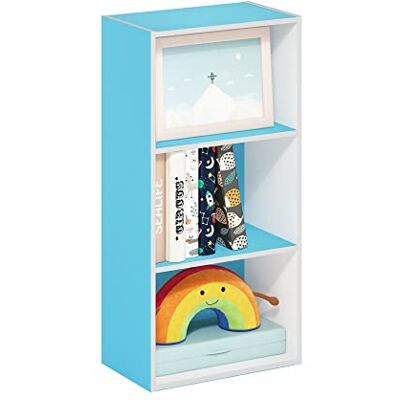 Bibliothèque Furinno Luder 3 Niveaux - Bleu clair/blanc Bibliothèque Furinno Luder 3 Niveaux - Bleu clair/blanc