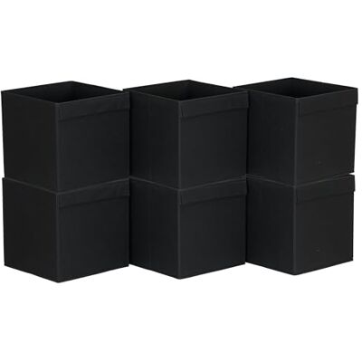 Household Essentials 86-1 Lot de 6 bacs de rangement pliables en tissu avec poignée à rabat Noir Household Essentials 86-1 Lot de 6 bacs de rangement pliables en tissu avec poignée à rabat Noir