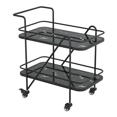 mjyyyds188 chariot de stockage Chariot de bar noir moderne, chariot service cuisine à 2 niveaux avec roues, boissons mobile, vin for la maison, salle manger, fête Organisateur d'étagères(S) mjyyyds188 chariot de stockage Chariot de bar noir moderne, chariot service cuisine à 2 niveaux avec roues, boissons mobile, vin for la maison, salle manger, fête Organisateur d'étagères(S)