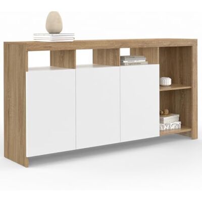 IDMarket Buffet 140 cm Malo Bois et Portes Blanches IDMarket Buffet 140 cm Malo Bois et Portes Blanches