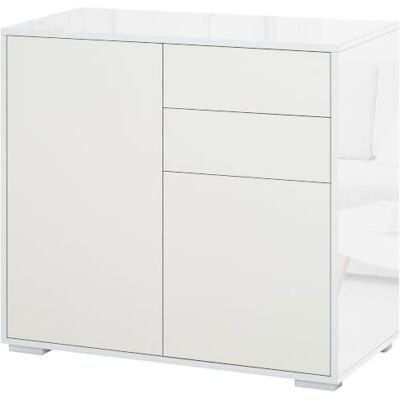 HOMCOM Meuble de Rangement Buffet Commode 79 x 36 x 74 cm Blanc Armoire de Rangement, 2 Tiroirs, 2 Placards à Portes, Étagères Réglables, Salon, Chambre, Cuisine HOMCOM Meuble de Rangement Buffet Commode 79 x 36 x 74 cm Blanc Armoire de Rangement, 2 Tiroirs, 2 Placards à Portes, Étagères Réglables, Salon, Chambre, Cuisine