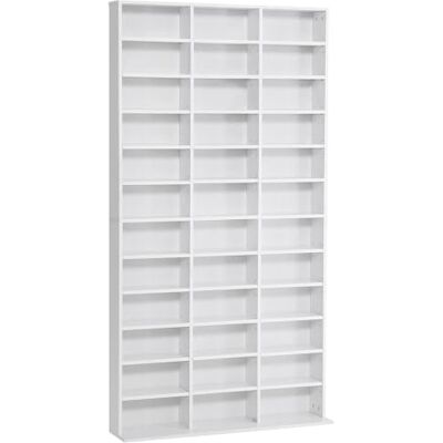 HOMCOM Rangements pour CD et DVD 1116 CD/528 DVD 102 x 23,5 x 195 cm Blanc Étagère Rangement, 36 Compartiments, Étagères Réglables, Bureau, Salon, Chambre HOMCOM Rangements pour CD et DVD 1116 CD/528 DVD 102 x 23,5 x 195 cm Blanc Étagère Rangement, 36 Compartiments, Étagères Réglables, Bureau, Salon, Chambre