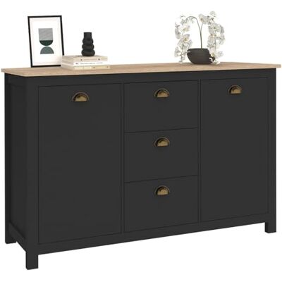IDMARKET - ISIS 130 - noir - bois aspect - buffet IDMARKET - ISIS 130 - noir - bois aspect - buffet