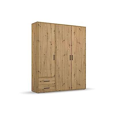 RAUCH Möbel Voyager Armoire à portes battantes en chêne artisanal 3 portes avec 2 tiroirs et 1 tringle à vêtements et 3 étagères 140 x 194 x 53 cm RAUCH Möbel Voyager Armoire à portes battantes en chêne artisanal 3 portes avec 2 tiroirs et 1 tringle à vêtements et 3 étagères 140 x 194 x 53 cm