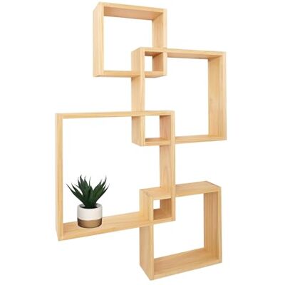 Mendler Étagère murale HWC-P23, étagère flottante, FSC® Naturel Décoration murale, étagère suspendue, étagère cubique, étagère design, 4 étagères Mendler Étagère murale HWC-P23, étagère flottante, FSC® Naturel Décoration murale, étagère suspendue, étagère cubique, étagère design, 4 étagères