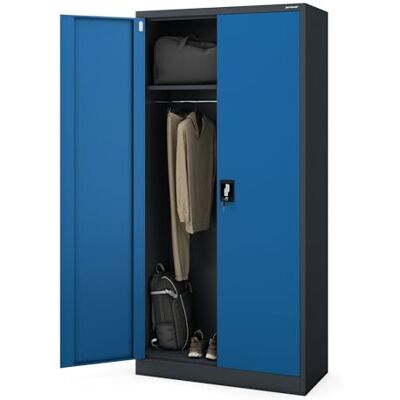 Jan Nowak Armoire de Bureau C34 Métallique Armoire à Dossiers Armoire à Outils Revêtement par Poudre Métal Verrouillable 185 cm x 90 cm x 45 cm (Anthracite-Bleu) Jan Nowak Armoire de Bureau C34 Métallique Armoire à Dossiers Armoire à Outils Revêtement par Poudre Métal Verrouillable 185 cm x 90 cm x 45 cm (Anthracite-Bleu)