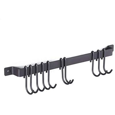 Wallniture GOURMAND Barre de cuisine avec 10 crochets Support mural pour ustensiles en fer forgé Noir 43 cm Wallniture GOURMAND Barre de cuisine avec 10 crochets Support mural pour ustensiles en fer forgé Noir 43 cm