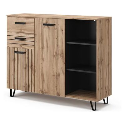 Vicco Commode avec tiroirs "Amber", Marron, 38x100cm avec 2 tiroirs et 2 portes, avec compartiment de rangement pour espace de stockage supplémentaire Vicco Commode avec tiroirs "Amber", Marron, 38x100cm avec 2 tiroirs et 2 portes, avec compartiment de rangement pour espace de stockage supplémentaire
