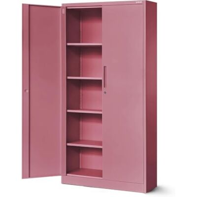 Jan Nowak Armoire de Bureau métallique 4 étagères tôle d'acier revêtement en Poudre 185 cm x 90 cm x 40 cm (Rose) Jan Nowak Armoire de Bureau métallique 4 étagères tôle d'acier revêtement en Poudre 185 cm x 90 cm x 40 cm (Rose)