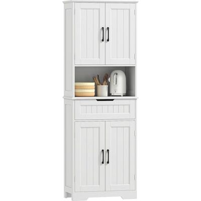 HOMCOM Buffet Haut Cuisine, Armoire de Cuisine, vaisselier avec 4 Portes, tiroir, Compartiment Ouvert et étagères réglables, Meuble de Rangement pour Salon, Salle à Manger, 60 x 30 x 172 cm, Blanc HOMCOM Buffet Haut Cuisine, Armoire de Cuisine, vaisselier avec 4 Portes, tiroir, Compartiment Ouvert et étagères réglables, Meuble de Rangement pour Salon, Salle à Manger, 60 x 30 x 172 cm, Blanc