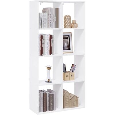 WOLTU Bibliothèque Étagère Cube 4 Niveaux 8 Compartiments, Meuble de Rangement en Bois d'Ingénierie, 71x29x140.5 cm, Blanc WOLTU Bibliothèque Étagère Cube 4 Niveaux 8 Compartiments, Meuble de Rangement en Bois d'Ingénierie, 71x29x140.5 cm, Blanc