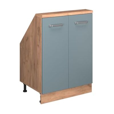 Vicco Meuble sous pente "R-Line", Bleu-gris, 60cm 2 Portes · Profondeur 46 cm · Pieds réglables en hauteur · 1 Tablette · Librement combinable Vicco Meuble sous pente "R-Line", Bleu-gris, 60cm 2 Portes · Profondeur 46 cm · Pieds réglables en hauteur · 1 Tablette · Librement combinable