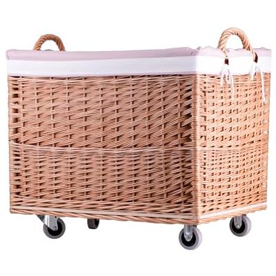e-wicker24 Panier à linge rectangulaire en osier avec roulettes et doublure en tissu, boîte en osier, panier, boîte de rangement Rose e-wicker24 Panier à linge rectangulaire en osier avec roulettes et doublure en tissu, boîte en osier, panier, boîte de rangement Rose
