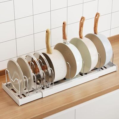 Mustorn Organisateur extensible pour casseroles et poêles sous armoire (blanc) Mustorn Organisateur extensible pour casseroles et poêles sous armoire (blanc)