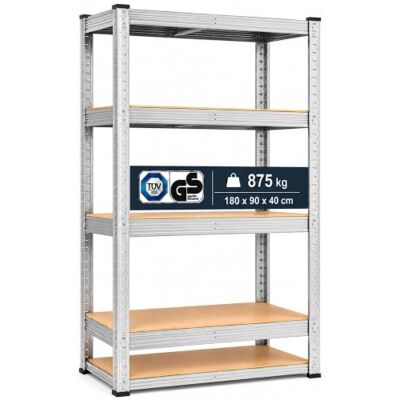 Arebos Étagère Charge Lourde Rangement Objets Lourds 90x40x180cm 875 kg Métal Galvanisé et Panneau de Fibre de Bois MDF 5 étagères Arebos Étagère Charge Lourde Rangement Objets Lourds 90x40x180cm 875 kg Métal Galvanisé et Panneau de Fibre de Bois MDF 5 étagères