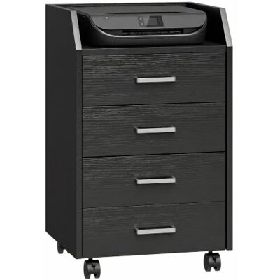 Vinsetto Caisson de Bureau sur Roulettes 40L x 36l x 65H cm Noir Meuble Rangement, 4 Tiroirs Coulissants, MDF et Panneaux de Particules Vinsetto Caisson de Bureau sur Roulettes 40L x 36l x 65H cm Noir Meuble Rangement, 4 Tiroirs Coulissants, MDF et Panneaux de Particules