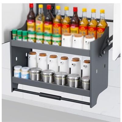 CAFIEDR Organiseur de placard à 2 niveaux, hauteur réglable, convient pour cuisine, bar, café et garde-manger, capacité de charge 20 kg (A 514 x 280 x 540 mm) CAFIEDR Organiseur de placard à 2 niveaux, hauteur réglable, convient pour cuisine, bar, café et garde-manger, capacité de charge 20 kg (A 514 x 280 x 540 mm)