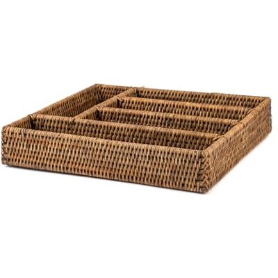 H&H Porte-couverts en rotin marron, 5 places, 34 x 32 x H 6,5 cm H&H Porte-couverts en rotin marron, 5 places, 34 x 32 x H 6,5 cm