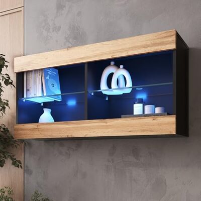 Komodee Vitrine Suspendue Tivoli Noir/Wotan 100x50x29 cm Komodee Vitrine Suspendue Tivoli Noir/Wotan 100x50x29 cm