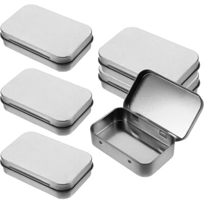 Sploziia Lot de 6 boîtes en métal argenté avec couvercle Boîte de conserve avec couvercle, petites boîtes pour ranger de petites pièces, bijoux, fournitures de voyage (9,5 x 6 x 2,2 cm) Sploziia Lot de 6 boîtes en métal argenté avec couvercle Boîte de conserve avec couvercle, petites boîtes pour ranger de petites pièces, bijoux, fournitures de voyage (9,5 x 6 x 2,2 cm)