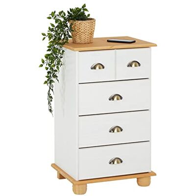 IDIMEX Commode Chambre Colmar L 49 cm en Bois Massif Blanc et Brun avec 4 tiroirs, Meuble de Rangement Adulte lasuré avec poignées Coquille en métal Style Maison de Campagne 49 x 80 x 39 cm IDIMEX Commode Chambre Colmar L 49 cm en Bois Massif Blanc et Brun avec 4 tiroirs, Meuble de Rangement Adulte lasuré avec poignées Coquille en métal Style Maison de Campagne 49 x 80 x 39 cm
