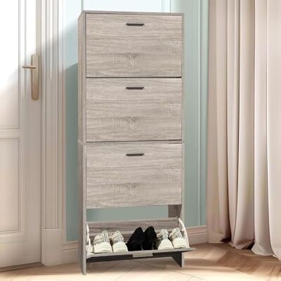 CASABEL Meuble de Rangement à Chaussure 24 Paires Armoire Etagere Grande Capacité pour Entree, Couloir L60xP24xH150 cm Bois Clair CASABEL Meuble de Rangement à Chaussure 24 Paires Armoire Etagere Grande Capacité pour Entree, Couloir L60xP24xH150 cm Bois Clair