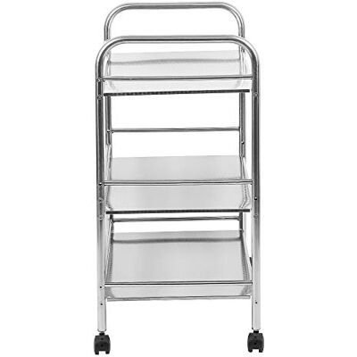 LANTUS Chariot de Service en Acier Inoxydable avec roulettes, Chariot de Restaurant, 3 Etagères de Rangement Desserte de Cuisine Style Contemporain (61 * 36 * 75cm) LANTUS Chariot de Service en Acier Inoxydable avec roulettes, Chariot de Restaurant, 3 Etagères de Rangement Desserte de Cuisine Style Contemporain (61 * 36 * 75cm)